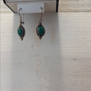 Elegant Silver and Green Earrings